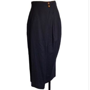 Christian Dior Black Faux Wrap midi skirt 10